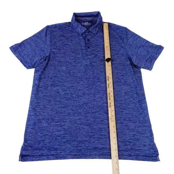 Vineyard Vines Performance Stretch Blue Striped Golf Polo Shirt Large - Picture 3 of 5